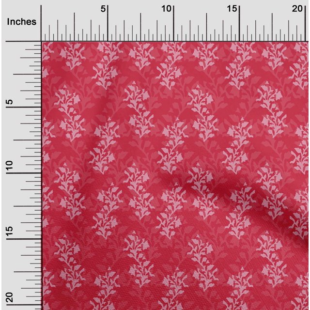 oneOone Cotton Poplin Fabric Leaves & Floral Block Print Fabric BTY 56 Inch Wide