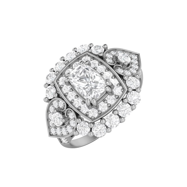 Bague de Mariage pour Femme en Argent Sterling 925 avec Moissanite en Forme de Coussin 6x4 mm
