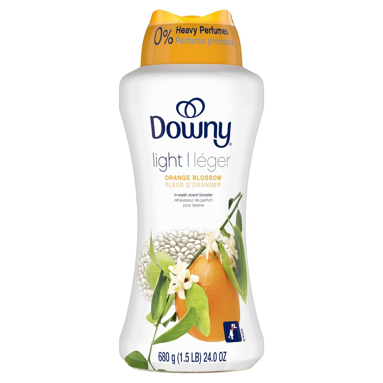 Perles rehausse-parfum pour lessive Downy Léger, parfum Fleur d’oranger, perles pour les tissus et la lessive, conçues pour être douces avec une légère bouffée de parfum, sans parfums prononcés