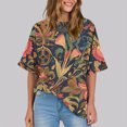 thumbnail image 2 of Pisexur Hauts pour Femmes Mode Décontractée Manches Courtes Col Rond T-Shirts Confortables Amples à Imprimé Floral Blouses Printemps Été Hauts Élégants à Imprimé Graphique Grande Taille Sorties S-5TG, 2 of 7