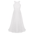 thumbnail image 2 of Sxiwei Robe pour Demoiselles d'Honneur Enfants en Mousseline Sans Manches en Dentelle Florale Longue Robe de Mariage Maxi Robe de Bal Blanche 12, 2 of 7