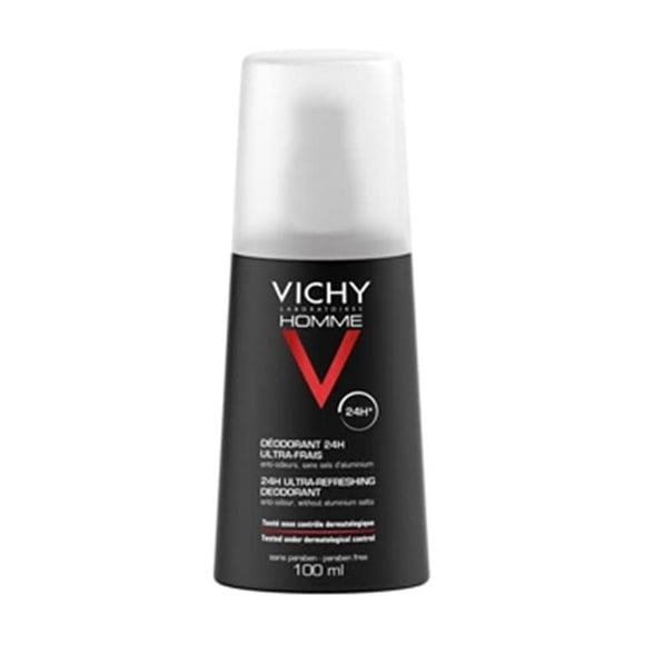 Remis à Neuf Vichy Homme Protection 24 Heures Vaporisateur Déodorant pour Hommes Sans Aluminium pour Peau Sensible 3,38 Fl Oz