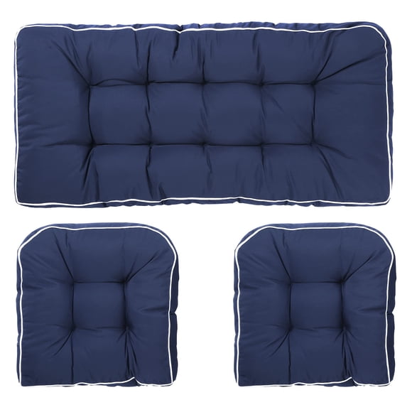 Blytieor Ensemble de Coussins de Canapé d'Extérieur 3 Pcs Coussins en Osier pour Patio 1 Coussin d'Amour & 2 Coussins en Forme de U