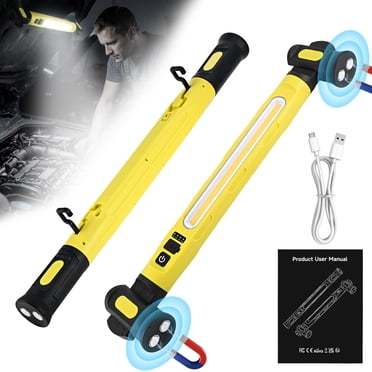 Kidsjoy Barre Lumineuse de Travail à DEL sous le Capuchon, 3000 Lm Magnétique Rechargeable, 5200 mAh Sans Fil pour Réparation Auto, Jaune
