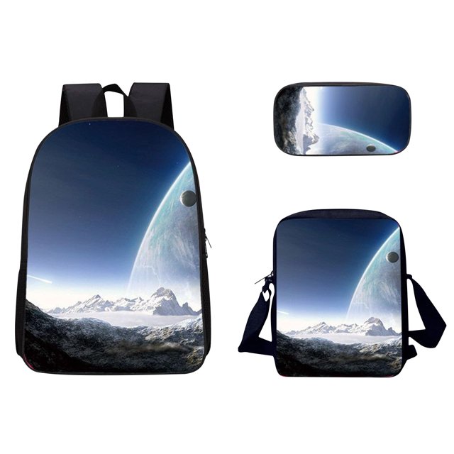 Agiferg 3D Sky Pattern School Bag Breathable Travel Outdoor Multifunctional Bag 3PC