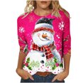 thumbnail image 2 of Jienlioq Hauts Grande Taille pour Femmes Mode T-Shirt Décontracté de Noël pour Femmes à Imprimé Col Rond Manches 3/4 Haut Blouse Rabais, 2 of 5