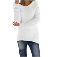 thumbnail image 1 of Chandails pour Femmes Unis Coupe Ample Blouse Légère Confortable Hauts Automne Hiver Manches Longues Hauts Décontractés Col Rond Chandail Hauts Noir P, 1 of 4
