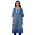 thumbnail image 1 of Moomaya Robes Indiennes pour Femmes Décontractées d'Été Imprimées Manches 3/4 Longue Kurta, 1 of 6