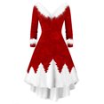 thumbnail image 1 of HKEJIAOI Robe Femme Robe Femme Manches Longues Noël Imprimée Duveteuse Col en V Dos Nu Robe Évasée Économies Liquidation Blanc, 1 of 3