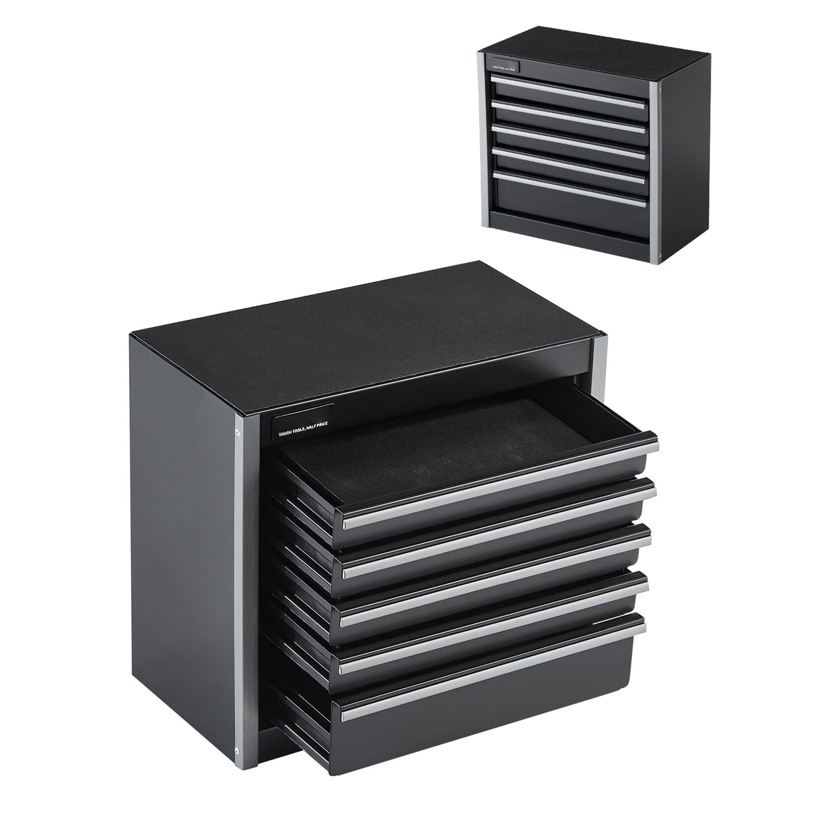 KFFKFF Metal Tool Box, 8.6-inch, Portable Metal Tool Box with 5 Drawers, Small Tool Chest with EVA Liners and PP Feet Pads