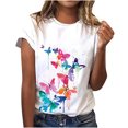 thumbnail image 1 of T-shirts d'Été Décontractés pour Femmes, Col Rond, Manches Courtes, T-Shirt Graphique Tendance, Basique, Confortable, Coupe Ample, Chemisiers pour Femmes, Chandail, 1 of 6