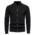 thumbnail image 4 of UVEASISHA Knit Cardigan Sweaters for Men Button Down Casual Stand Collar Pullover Sweater Lightweight Fashion Open Front Cardigans 2025 Fall Thin Knitted Jacket Todays Sales Today Black 2XL, 4 of 6