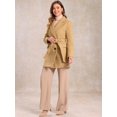 thumbnail image 3 of INSPIRE CHIC Manteau Trench Long à Revers Cranté à Double Boutonnage avec Ceinture pour Femme, 3 of 7
