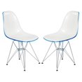thumbnail image 1 of LeisureMod CR19WBU2 Cresco Moulée Chaise d'Appoint Eiffel 2 Tons - Blanc et Bleu - Lot de 2, 1 of 6