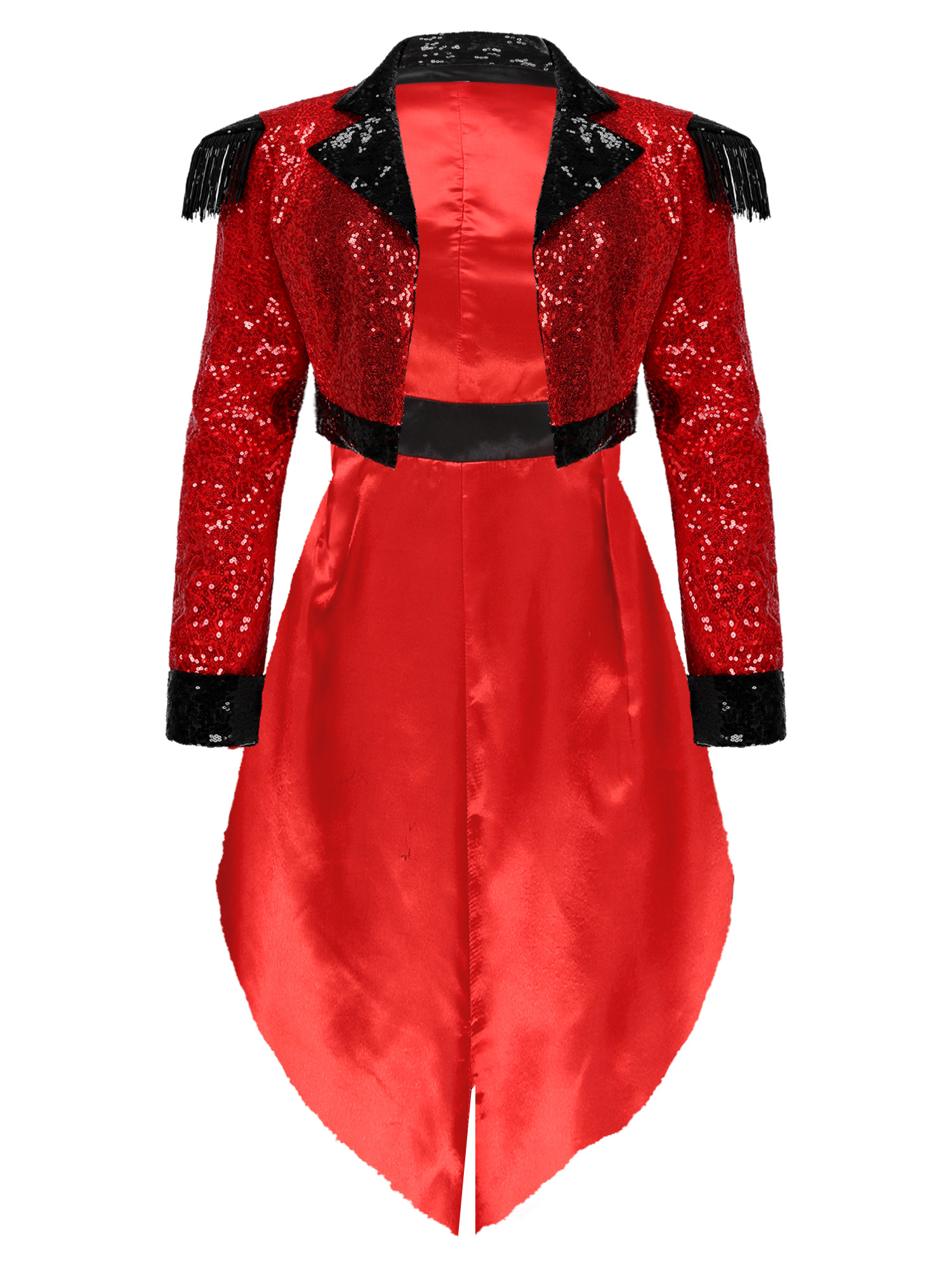 TTAO Veste de Maître de Cirque à Sequins Brillants pour Femmes Costume de Chef de Cirque Queue-de-Pie Rouge TTG