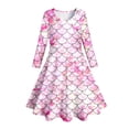 thumbnail image 4 of MIASHUI Robe Sirène Filles Enfants Manches Longues Scintillante Robes de Vacances, Rose, 6-7 Ans, 4 of 5