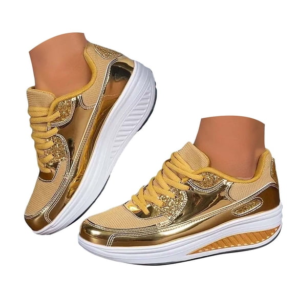 Dakaela Platform Sneakers for Women Slip Resistant Work Shoes Comfortable Thick Wedge Walking Shoes