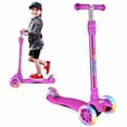 thumbnail image 1 of Beleev Kick Scooter for Kids, 3 Wheel Scooter for Toddlers Girls Boys, Adjustable Height, Lean to Steer, Light up Wheels for Children (Dark Lilac), 1 of 5