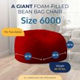 thumbnail image 3 of Ultimate Sack 6000 6-Foot Bean Bag Chair Oversized Foam Lounger, Red Suede Cover, 3 of 7