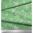 thumbnail image 3 of Soimoi Green polyester Crepe Fabric Anemone & Leaves Print Fabric by Yard 52 Inch Wide, 3 of 3