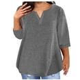 thumbnail image 1 of AherBiu Plus Size T Shirts for Women V Neck Loose Comfy Basic Tees Summer Workout Oversized Tshirt Tops, 1 of 5