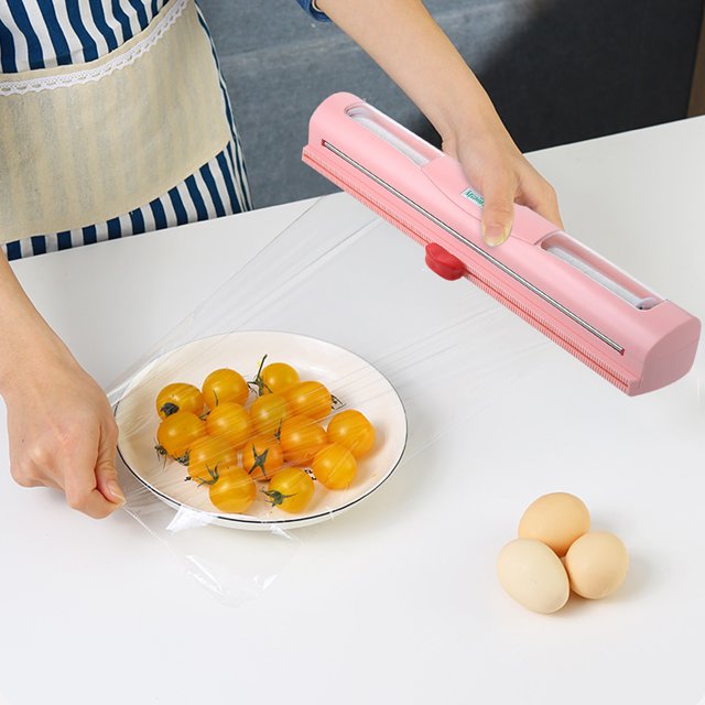 Suncoda Cling Wrap Cutter, Plastic Wrap Dispenser with Cutter Aluminum Foil Dispenser Refillable Wrap Dispenser Plastic Food Wrap Dispenser Cling Film Dispenser.