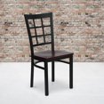thumbnail image 4 of HERCULES Series Black Window Back Metal Restaurant Chair - Mahogany Wood Seat, 4 of 6