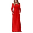 thumbnail image 1 of Leutsin Robe Longue Maxi pour Femmes à Manches Longues, Aguichant, Grande Taille, Ample, Unie, avec Poches, 1 of 6