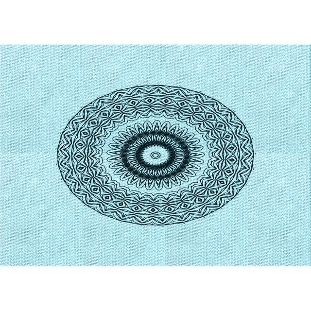 Ahgly Company Machine Washable Indoor Rectangle Transitional Electric Blue Area Rugs, 7' x 10'