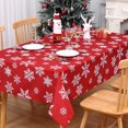 thumbnail image 4 of Christmas Tablecloth 60 x 84 Inch, Christmas Table Cloths for Rectangle Tables Winter Tablecloth, Xmas Red Snowflake Outdoor Christmas Decorations Picnic Party Indoor Kitchen Table Decor, 4 of 6