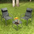 thumbnail image 1 of Costway 3PCS Patio Bistro Furniture Set Adjustable Back Stackable Chairs Grey, 1 of 10
