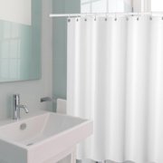 Fabric Shower Curtain Liner  White Polyester Fabric Shower Curtain Liners Bathroom Shower Curtains  Water Proof  Hotel Quality 200*180 CM