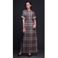 thumbnail image 3 of Bimba Rayon Gingham Check Womens Printed Side Slit SummerDressLong Maxi Gown-Large, 3 of 6