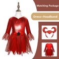 thumbnail image 3 of Devil Déguisement d'Halloween pour Filles Robe de Fête Chic avec Bandeau à Corne, 3 of 6