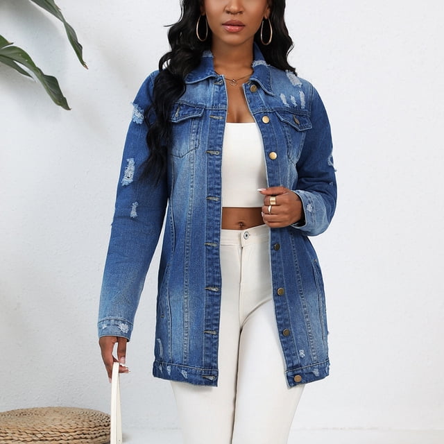 LOVZFMLL Vestes pour Femmes Mode Femmes Décontracté Bouton Uni Manches Longues Veste Manteau