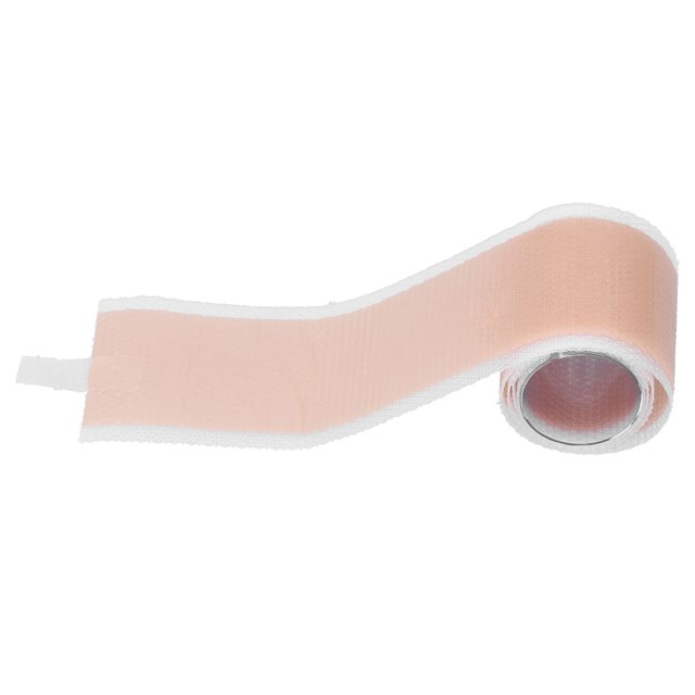 Newborn Ear Aesthetic Corrector by YOUTHINK, a roll of soft silicone material designed to correct deformed or protruding ears in newborns and infants. The roll measures approximately 50 x 4 cm (19.7 x 1.6 in) and features a breathable, skin-friendly design with low allergy properties. The corrector can be cut to size every 5 cm for customized use. The image shows a partially unrolled strip with a peach-colored surface and white edges.