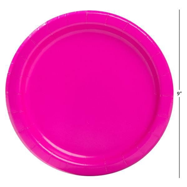 Unique Industries Neon Pink Round 9" Dinner Plates, 55ct