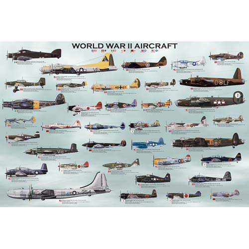 2450-0075 - WORLD WAR II AIRCRAFT POSTER 36X24 INCHES