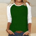 thumbnail image 1 of Birdeem T-Shirt Mode Femme Patchwork Imprimé Bloc de Couleur Manches 3/4 Blouse Col Rond Hauts Décontractés, 1 of 12