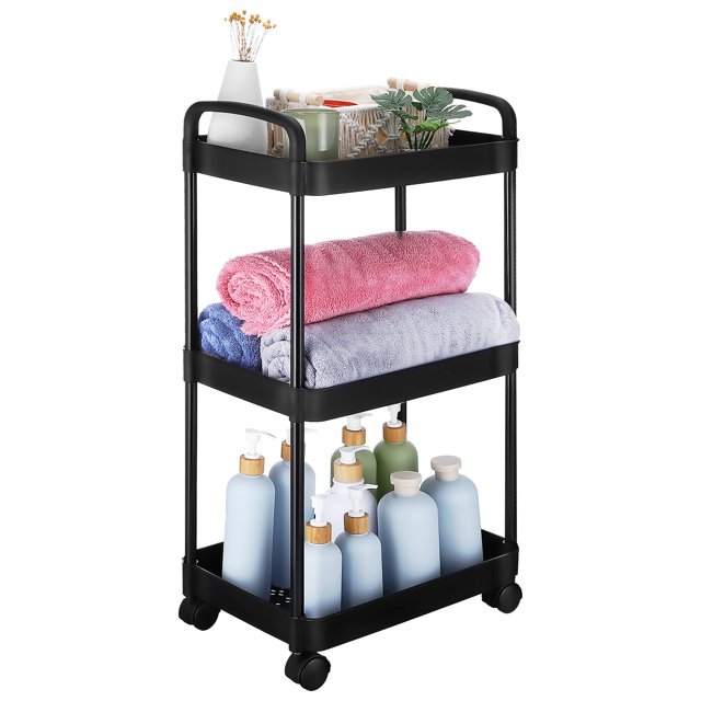 Rolling Cart Utility Cart 3 Tier Rolling Cart Under Desk Storage Bedside Cart Snack Cart Book Cart Organizer Cart