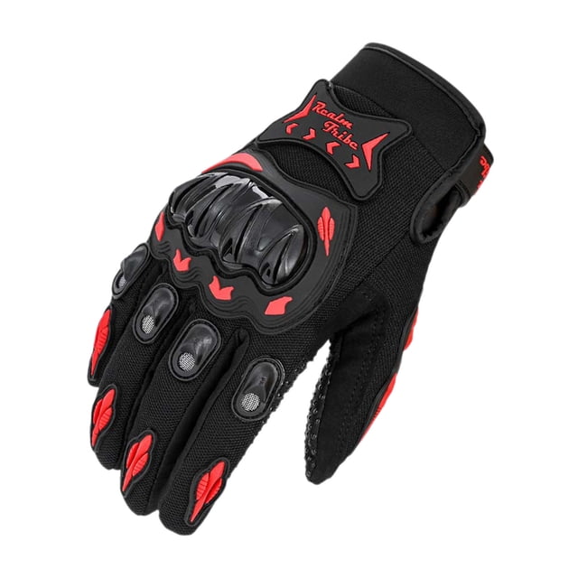 Red Motorcycle Riding Gloves Pair For Racing Motocross Bike Durable Protective Gloves With Grip Control Palm Width 3.74-3.94 Inches Breathable Gloves 5.29 Oz