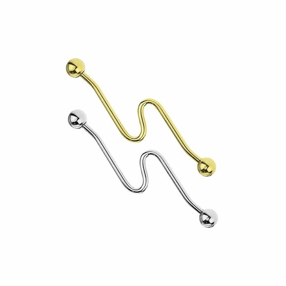 Industrial Barbell Deep Waved Surgical Steel scaffold piercings 14 gauge 1 1/2 inch 38 mm - Sold Each