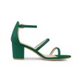 thumbnail image 3 of BLISSFUL STEP Sandales à Talons Épais à Brides à Bout Ouvert pour Femmes Vert (Taille 5), 3 of 6