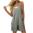 thumbnail image 1 of biudgviw Women's Casual Rompers Summer Sleeveless Scoop Neck Racer Back Strap Jumpsuits Trendy Short Overalls with Pockets, 1 of 7