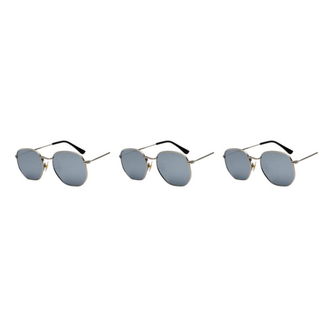 Redempat Fashionable Polarized Lens Small Frame Sun Glasses For Trendy Style silver white silveC4 3Set