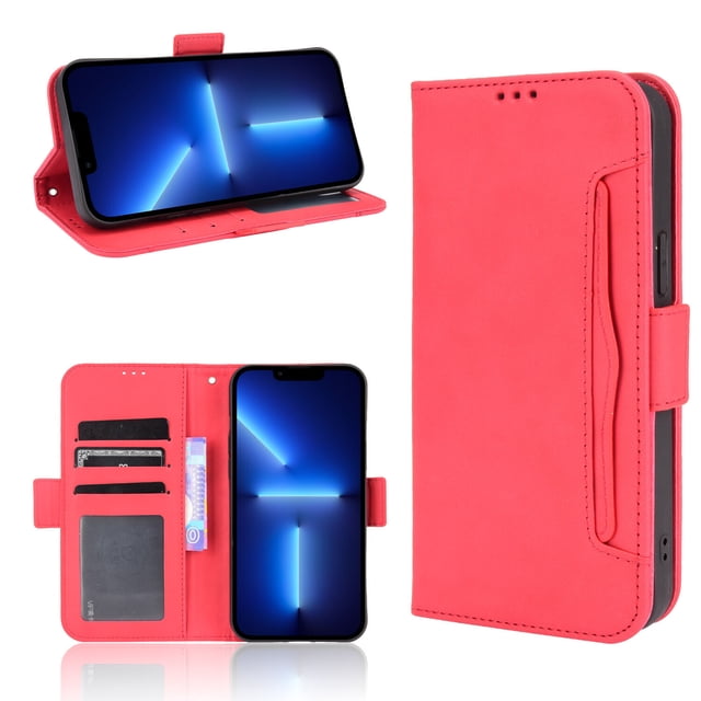 For Samsung A53 5G Multi Card Slots Leather Phone Case Flip Stand Cover-Red