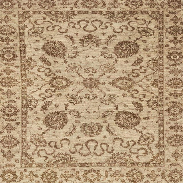 Ahgly Company Indoor Square Abstract Light Brown Oriental Area Rugs, 8' Square