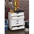 thumbnail image 2 of Craydon Six-Drawer Wide Roll Cart, Whitewash, 2 of 8