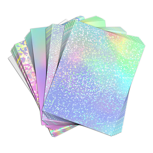 24 Feuilles Sticker en vinyle pour imprimante jet d'encre - Feuilles laminées holographiques et papier adhésif brillant imprimable
