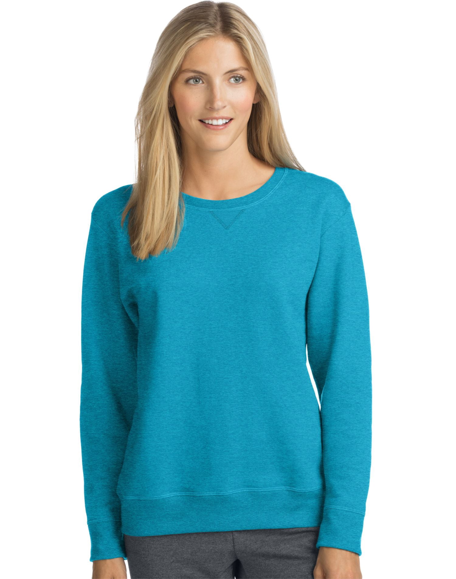Hanes Womens ComfortSoft EcoSmart Crewneck Sweatshirt, 2XL, Bold Blue Heather, 2